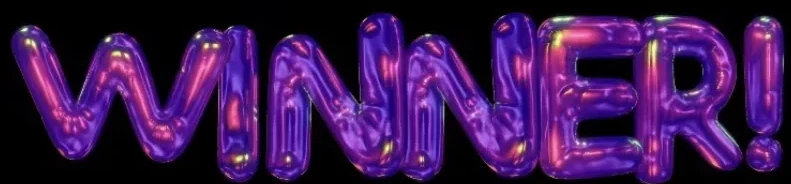 When people don't believe in you yet: the word winner in shiny purple balloon letters